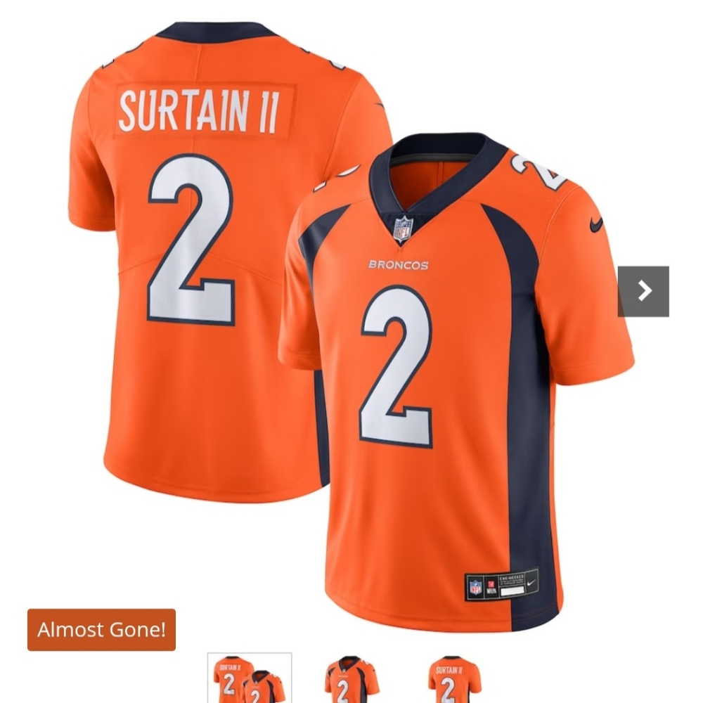Denver Broncos Patrick Surtain II Nike Orange